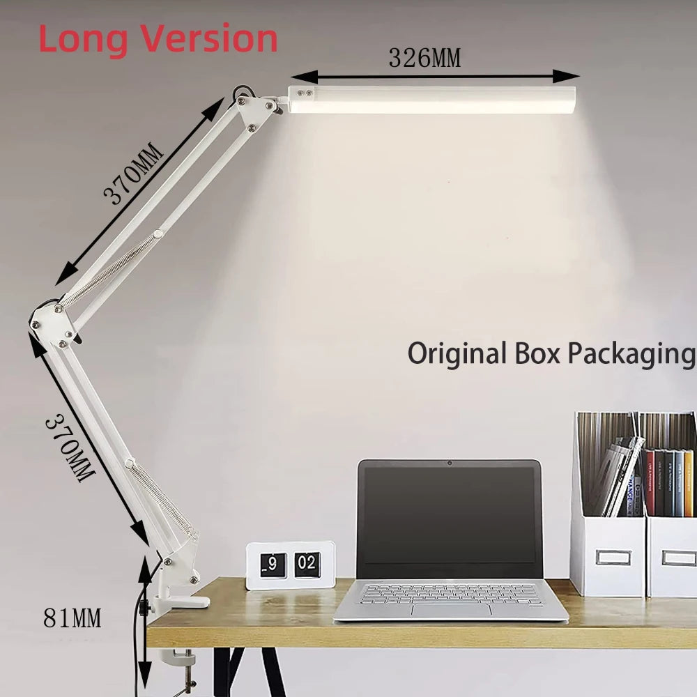 Modern LED Desk Lamp for Home - Stepless dimmable & Clamp mount included