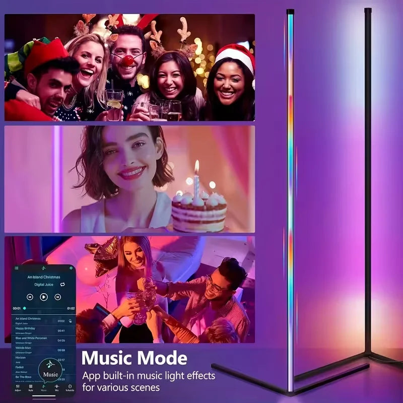 Modern Floor Lamp for Bedroom - Multicolor RGB light & Music sync mode