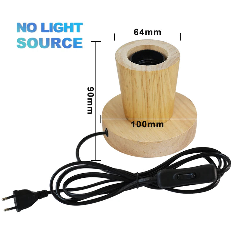 Modern Table Lamp for Bedroom - Natural wood finish & E27 bulb fitting