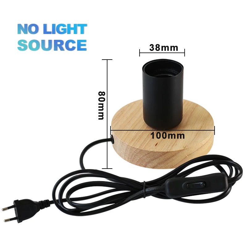 Modern Table Lamp for Bedroom - Natural wood finish & E27 bulb fitting