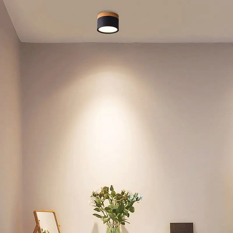 Modern Ceiling Light for Home - Stepless dimmable & Natural wood finish
