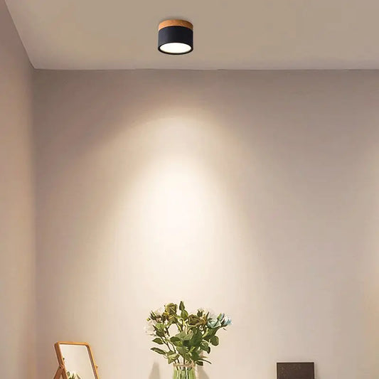 Modern Ceiling Light for Home - Stepless dimmable & Natural wood finish