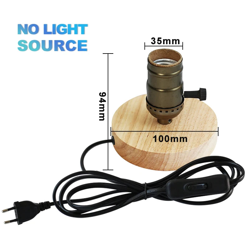 Modern Table Lamp for Bedroom - Natural wood finish & E27 bulb fitting