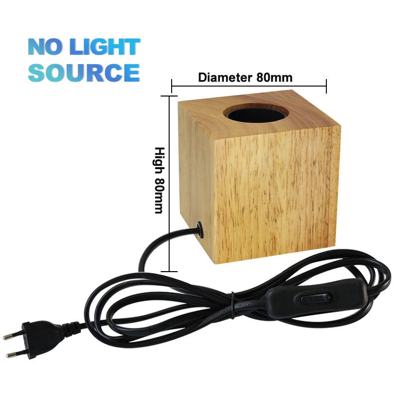 Modern Table Lamp for Bedroom - Natural wood finish & E27 bulb fitting