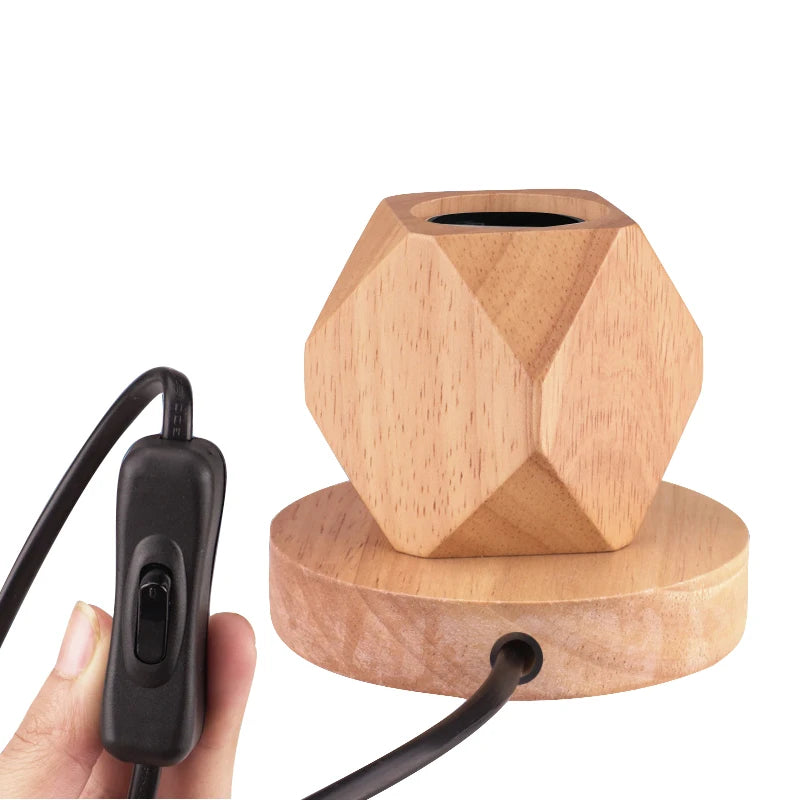 Modern Table Lamp for Bedroom - Natural wood finish & E27 bulb fitting