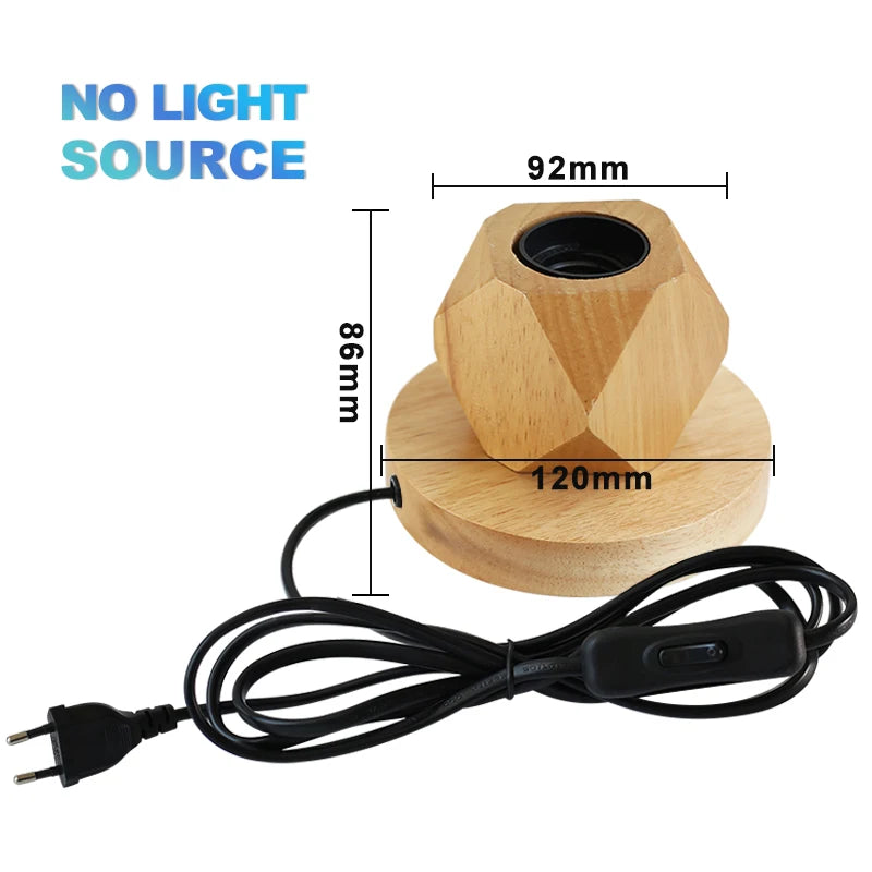 Modern Table Lamp for Bedroom - Natural wood finish & E27 bulb fitting
