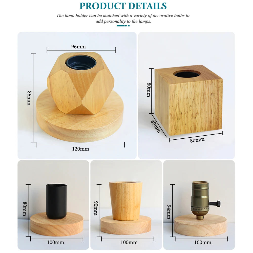 Modern Table Lamp for Bedroom - Natural wood finish & E27 bulb fitting