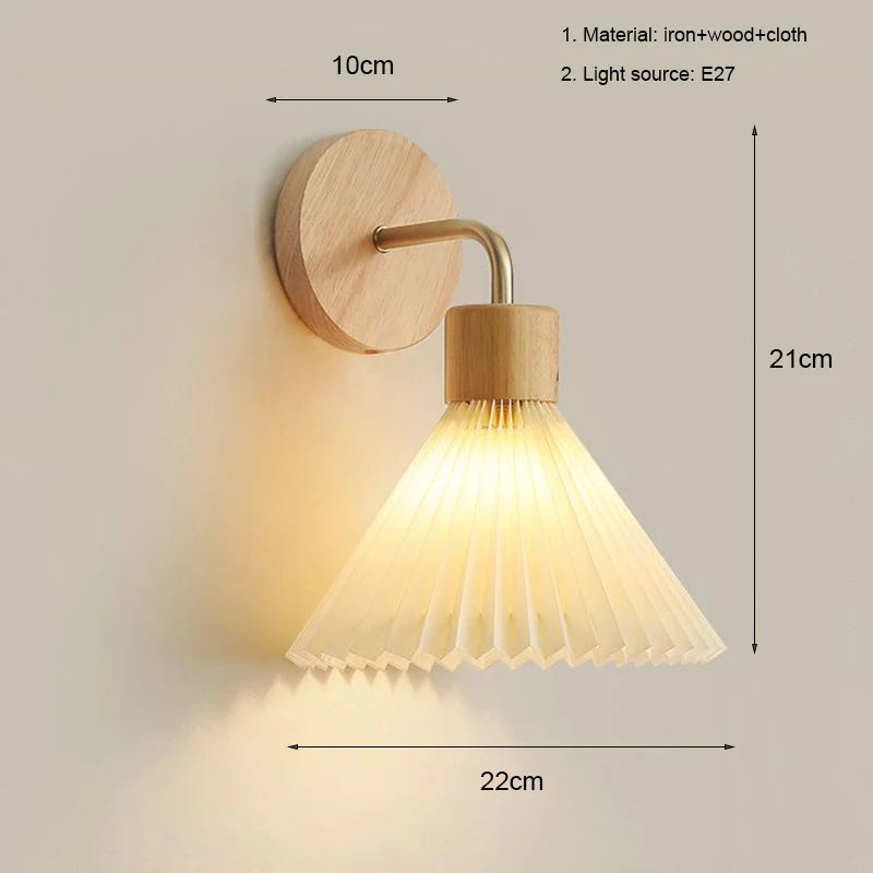 Minimalist Wall Sconce for Bedroom - Natural wood finish & E27 bulb fitting