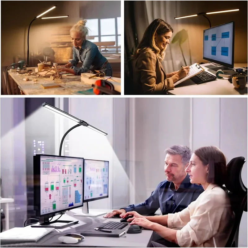 Modern LED Desk Lamp for Home Office - Stepless dimmable & Flexible gooseneck arm