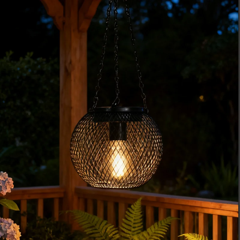 Retro Solar Outdoor Light for Garden - Solar powered & Wrought iron frame