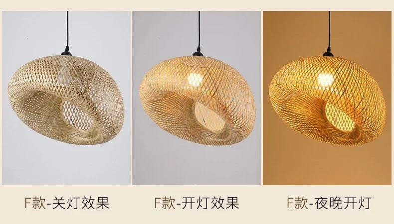 Modern Pendant Chandelier for Bedroom - Handwoven bamboo/rattan