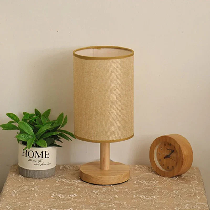 Modern LED Desk Lamp for Bedroom - USB powered & Natural wood finish