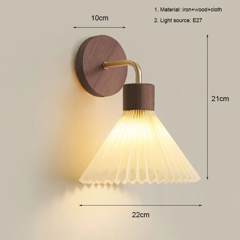 Minimalist Wall Sconce for Bedroom - Natural wood finish & E27 bulb fitting