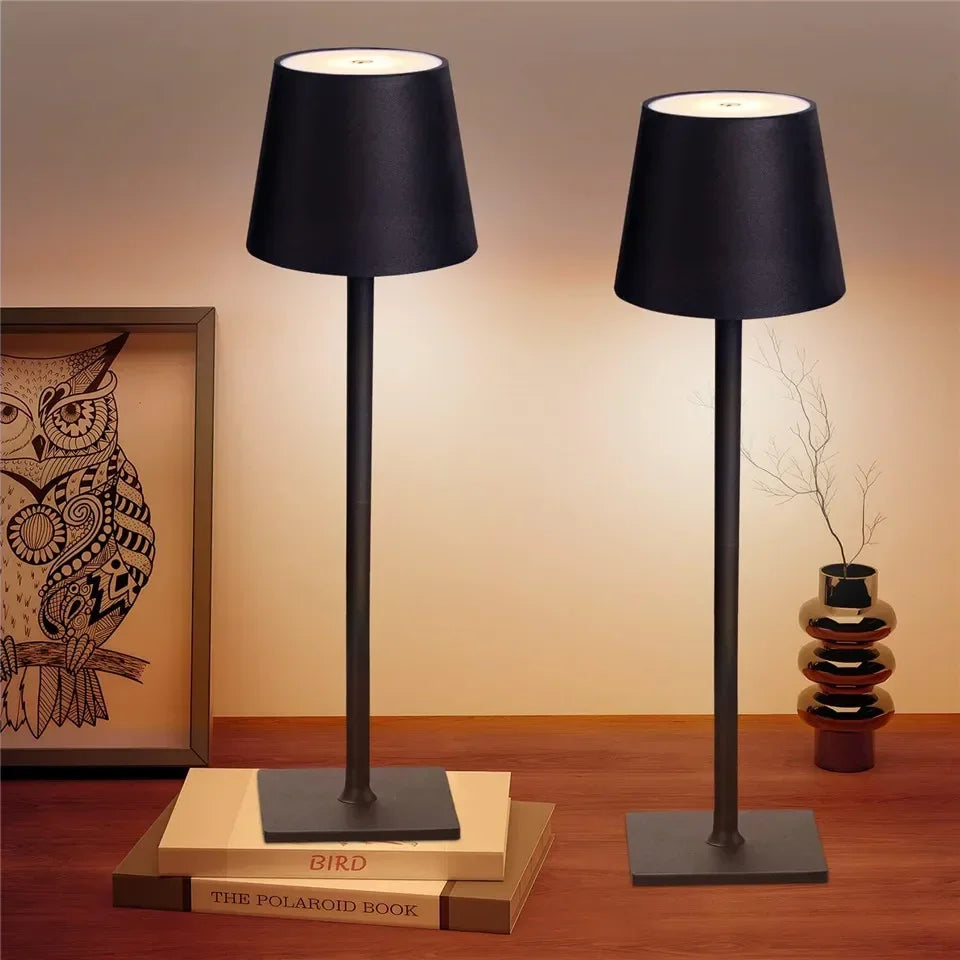 Modern Table Lamp for Bedroom - Rechargeable battery & USB powered
