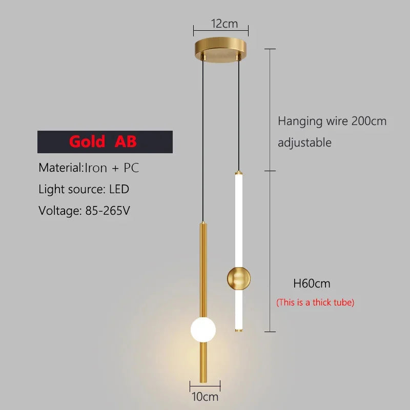 Minimalist Pendant Chandelier for Bedroom - Elongated linear design