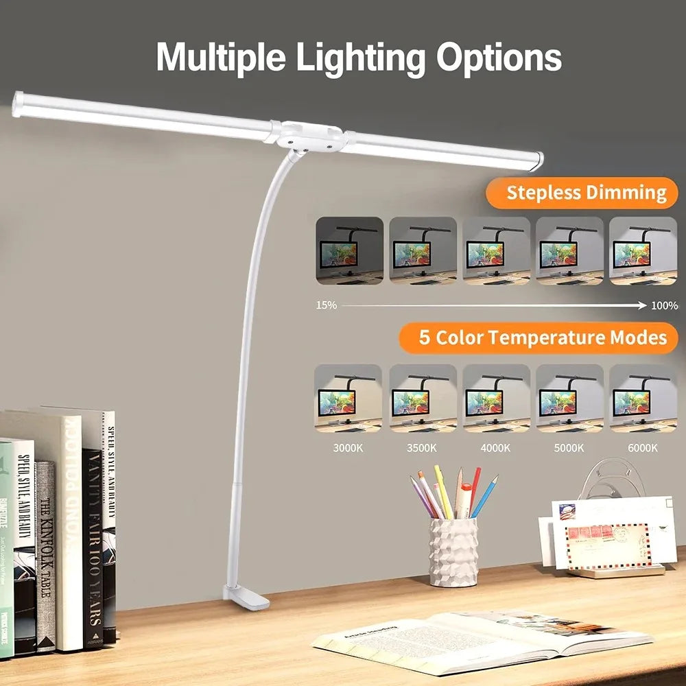 Modern LED Desk Lamp for Home Office - Stepless dimmable & Adjustable positioning