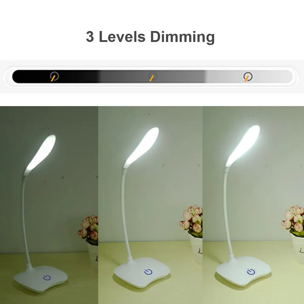 Modern LED Desk Lamp for Bedroom - Rechargeable battery & USB powered
