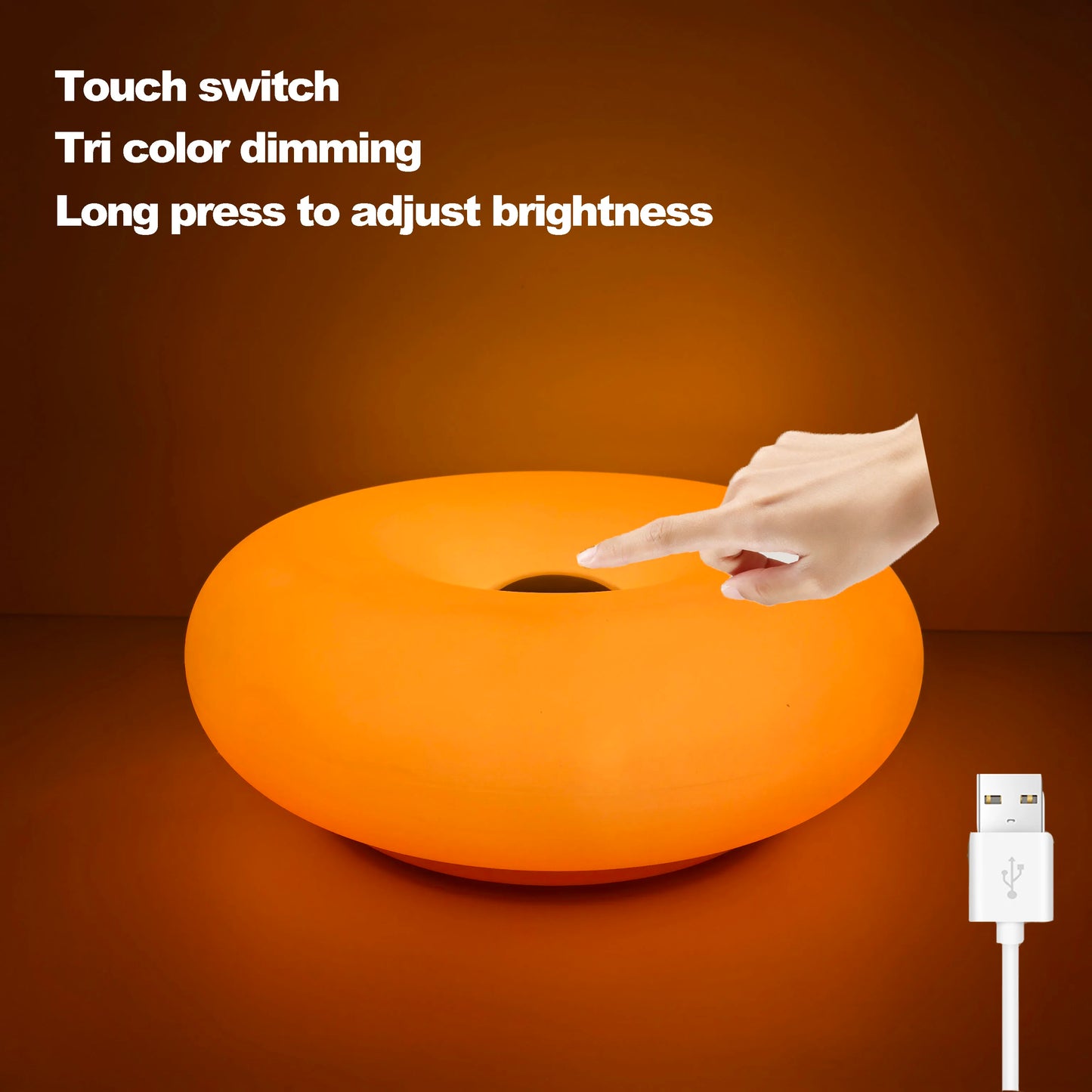 Bauhaus Table Lamp for Bedroom - USB powered & Glass shade