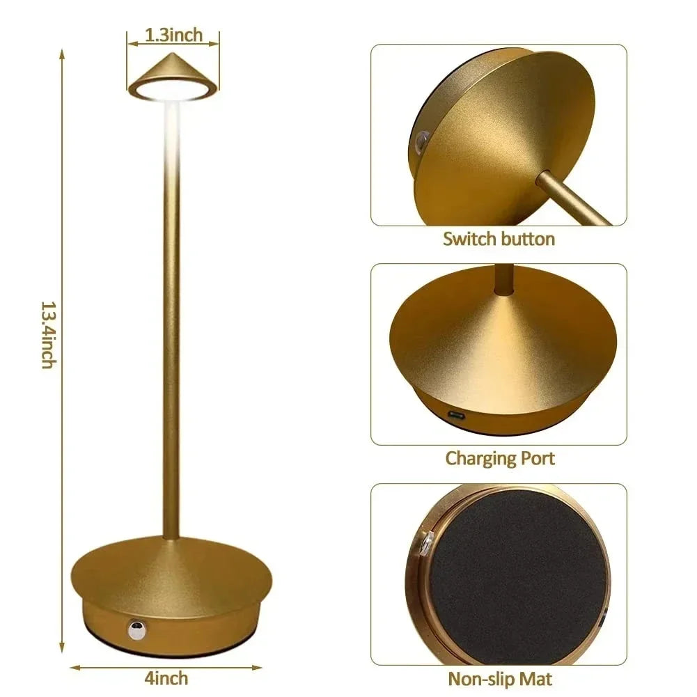 Modern LED Desk Lamp for Hotel - Rechargeable battery & Touch control