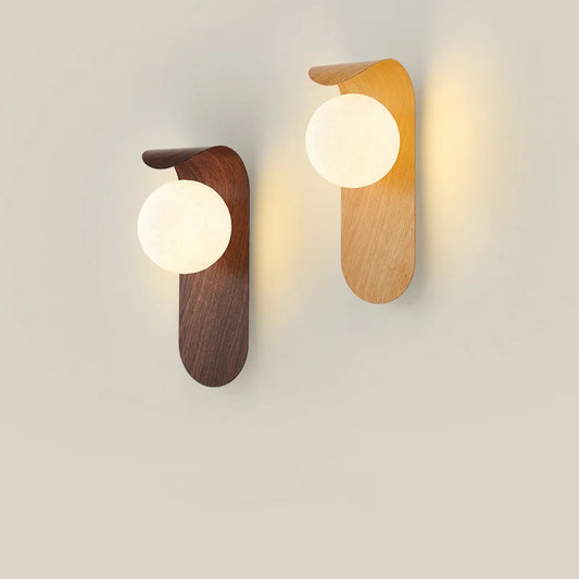 Minimalist Wall Sconce for Hallway - Natural wood finish