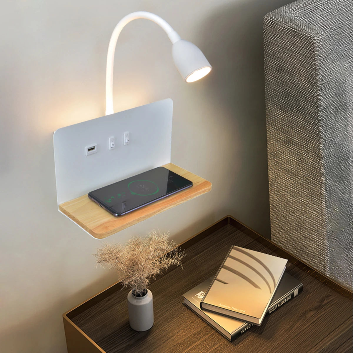 Minimalist Wall Sconce for Bedroom - Space-Saving Design & Directional Ambient Glow