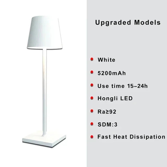Modern Table Lamp for Bedroom - Rechargeable battery & USB powered