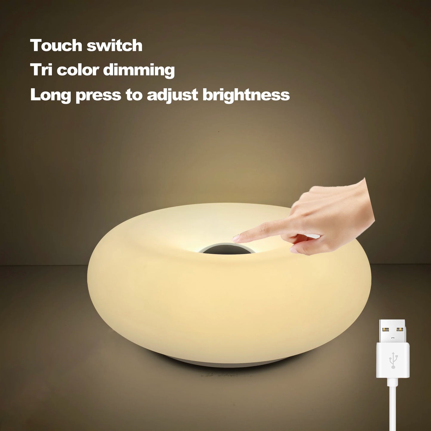 Bauhaus Table Lamp for Bedroom - USB powered & Glass shade