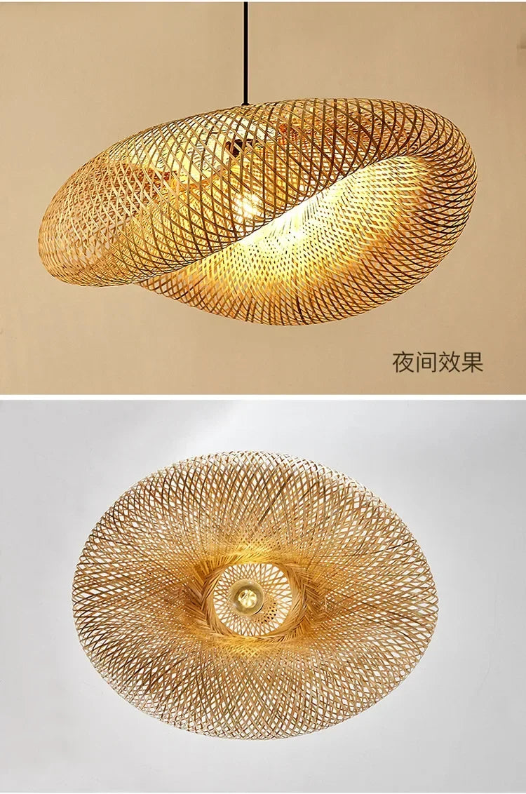 Modern Pendant Chandelier for Bedroom - Handwoven bamboo/rattan