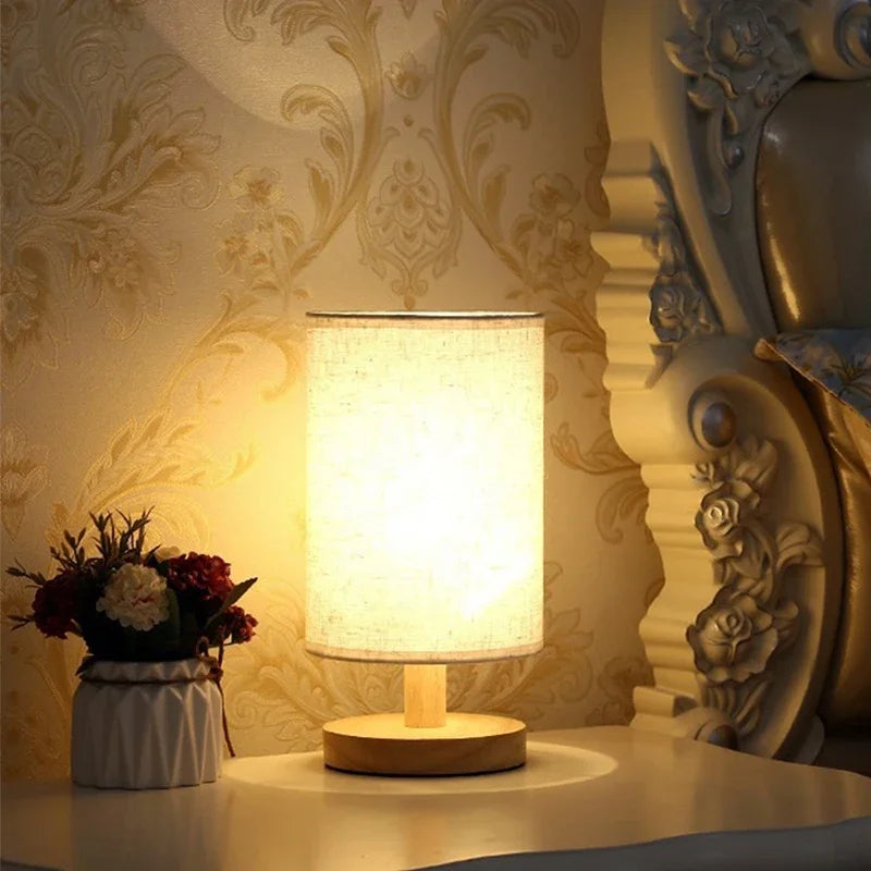 Modern LED Desk Lamp for Bedroom - USB powered & Natural wood finish
