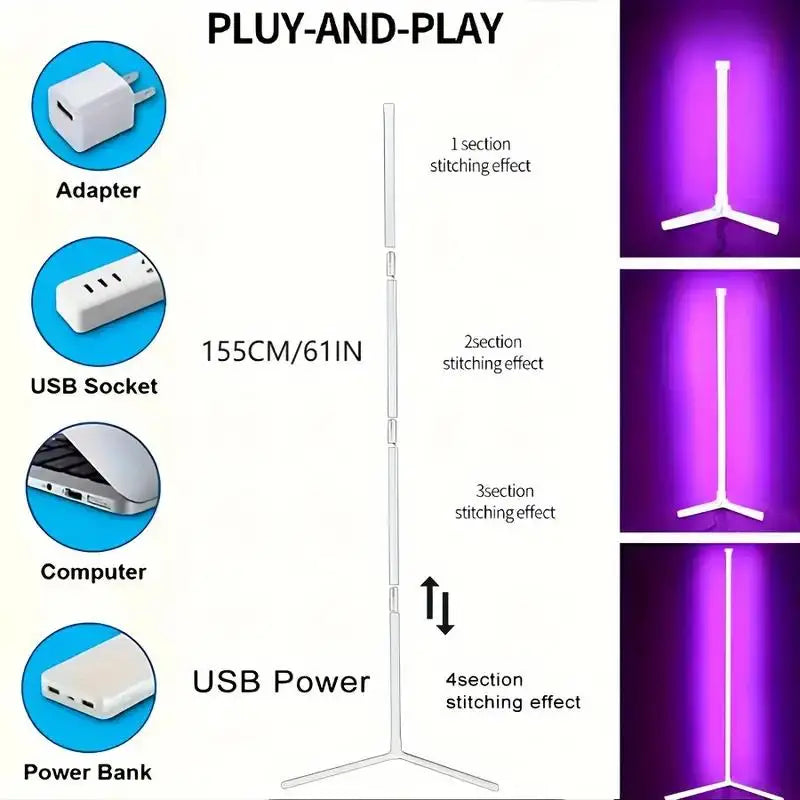 Modern Floor Lamp for Bedroom - Multicolor RGB light & Music sync mode