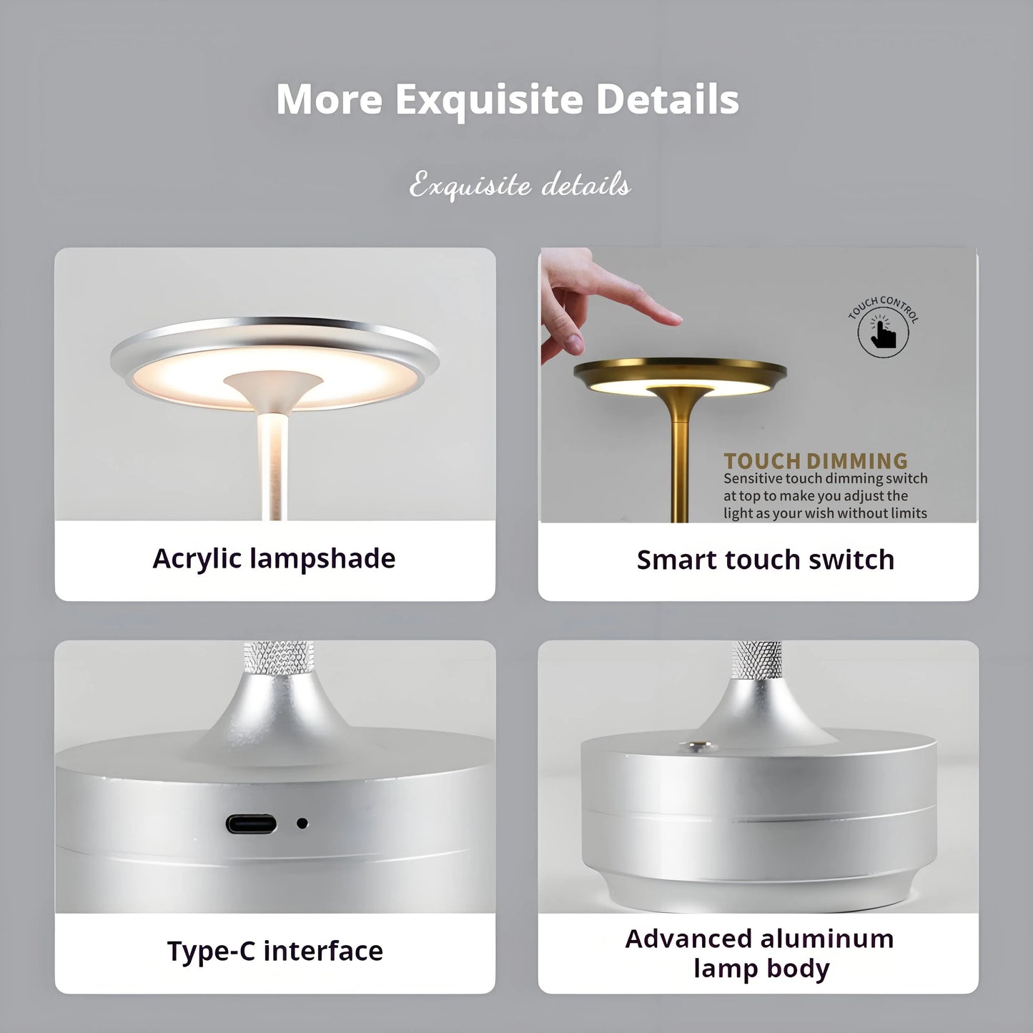 Retro LED Desk Lamp for Home - Rechargeable battery & Wireless charging
