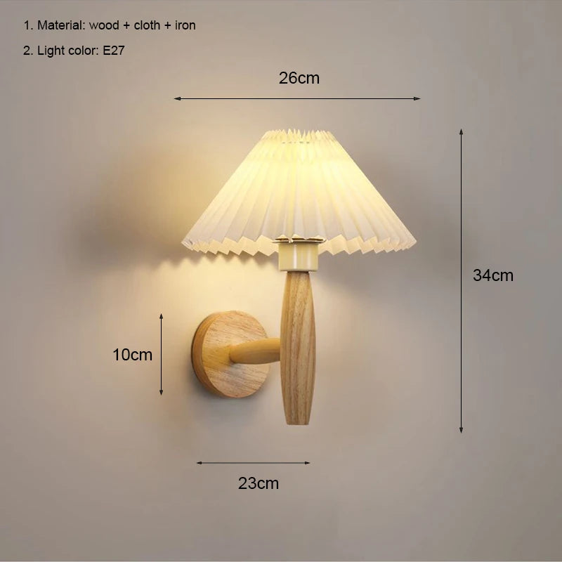 Minimalist Wall Sconce for Bedroom - Natural wood finish & E27 bulb fitting