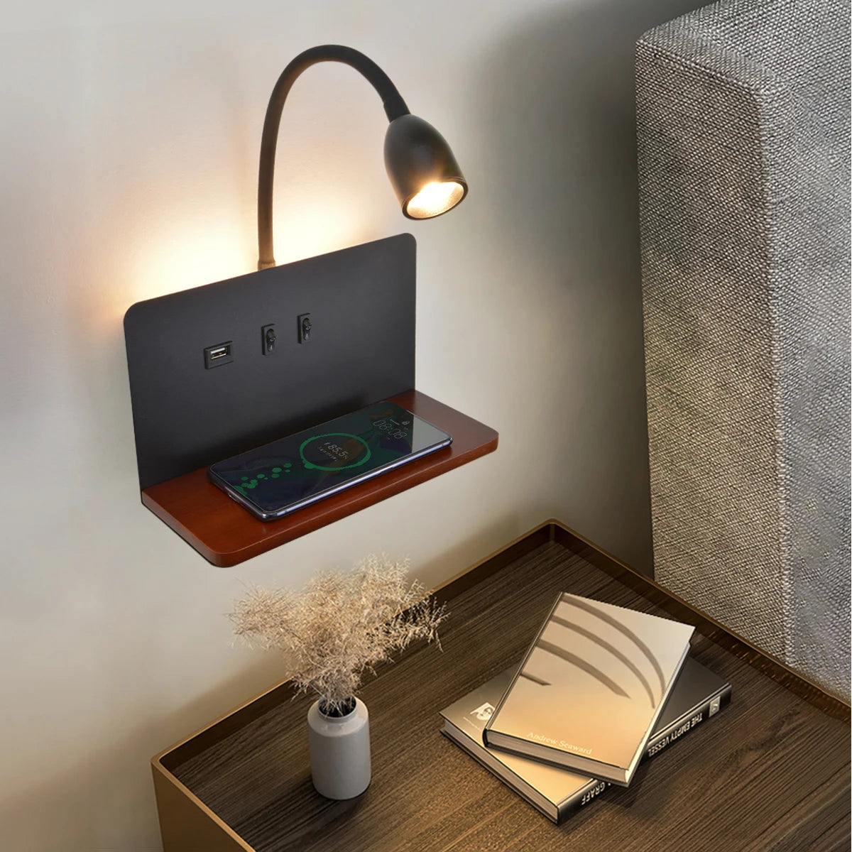Minimalist Wall Sconce for Bedroom - Space-Saving Design & Directional Ambient Glow