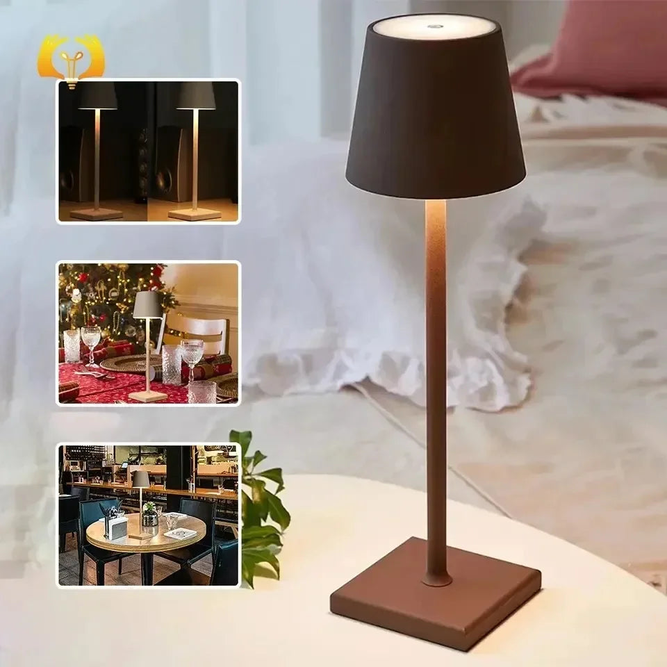 Modern Table Lamp for Bedroom - Rechargeable battery & USB powered