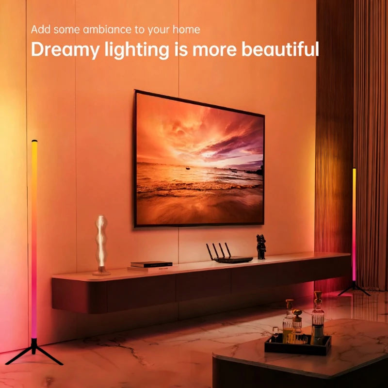 Modern Floor Lamp for Bedroom - Multicolor RGB light & Sound-reactive light
