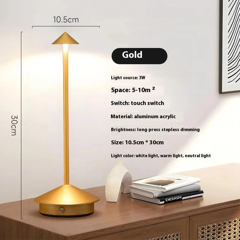 Modern LED Desk Lamp for Hotel - Rechargeable battery & Touch control