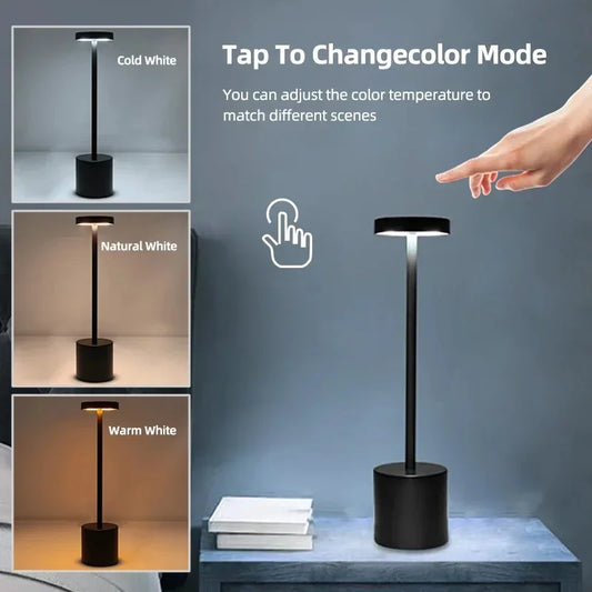 Modern LED Desk Lamp for Home Bar - Rechargeable battery & Touch control