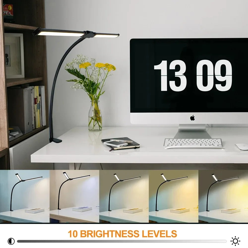 Modern LED Desk Lamp for Home Office - Stepless dimmable & Adjustable positioning