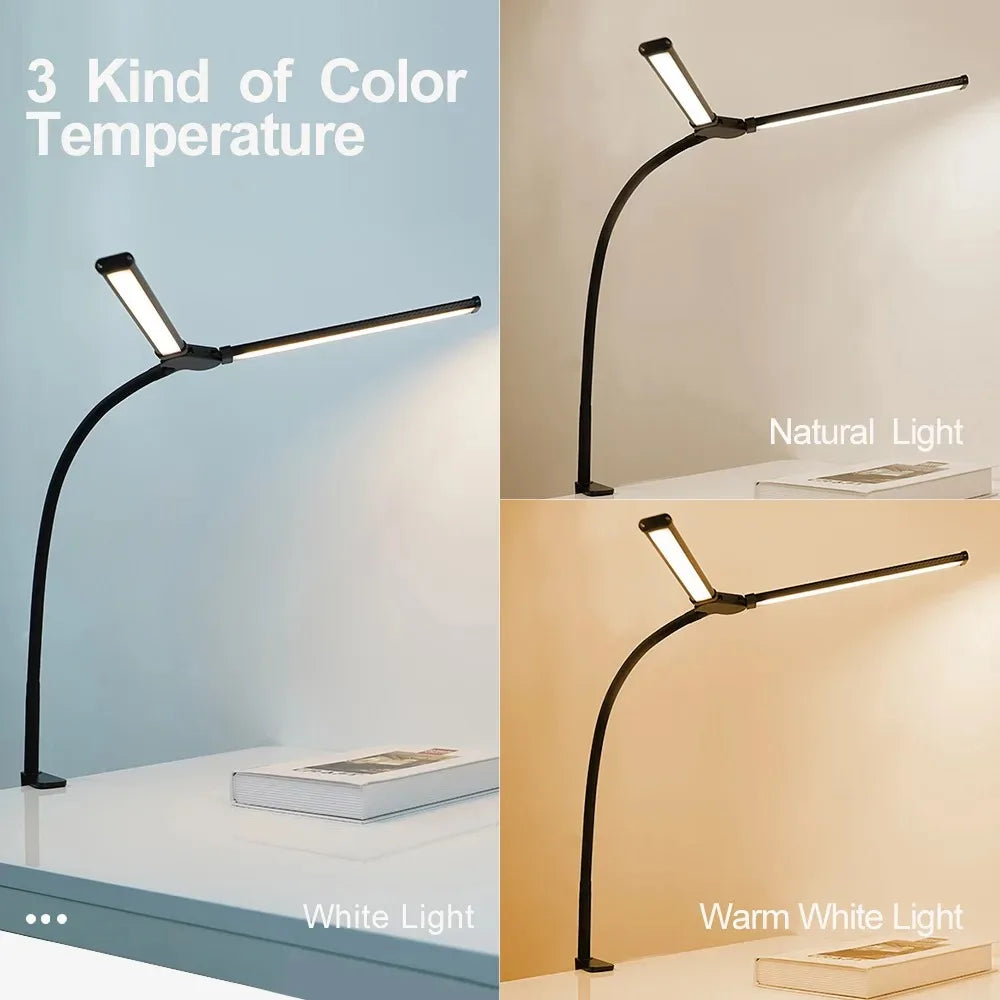 Modern LED Desk Lamp for Home Office - Stepless dimmable & Adjustable positioning
