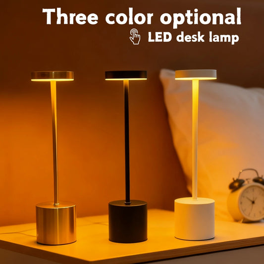 Minimalist LED Desk Lamp for Home Bar - Rechargeable battery & Touch control