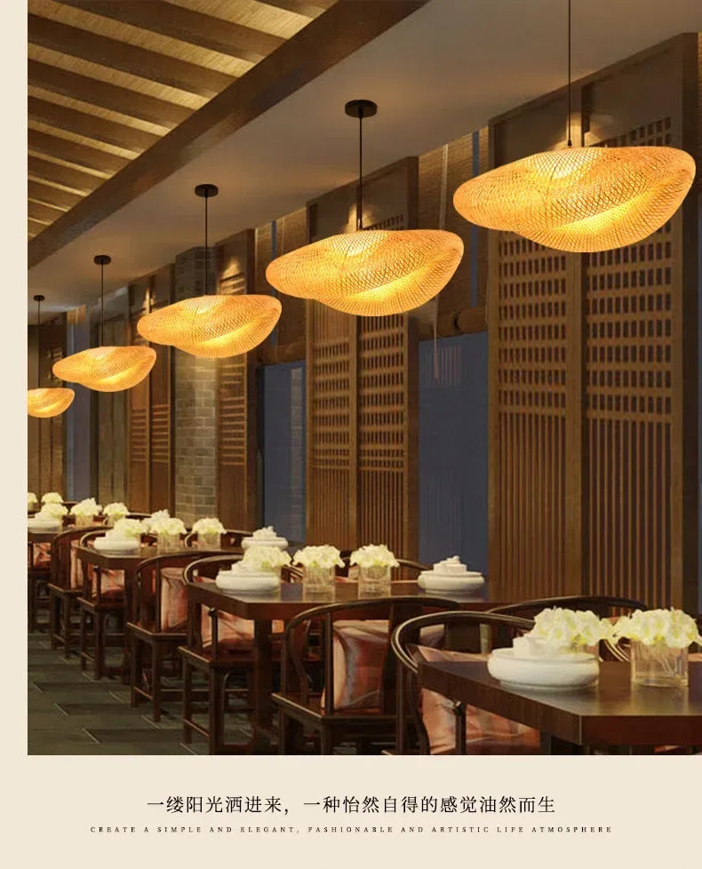 Modern Pendant Chandelier for Bedroom - Handwoven bamboo/rattan