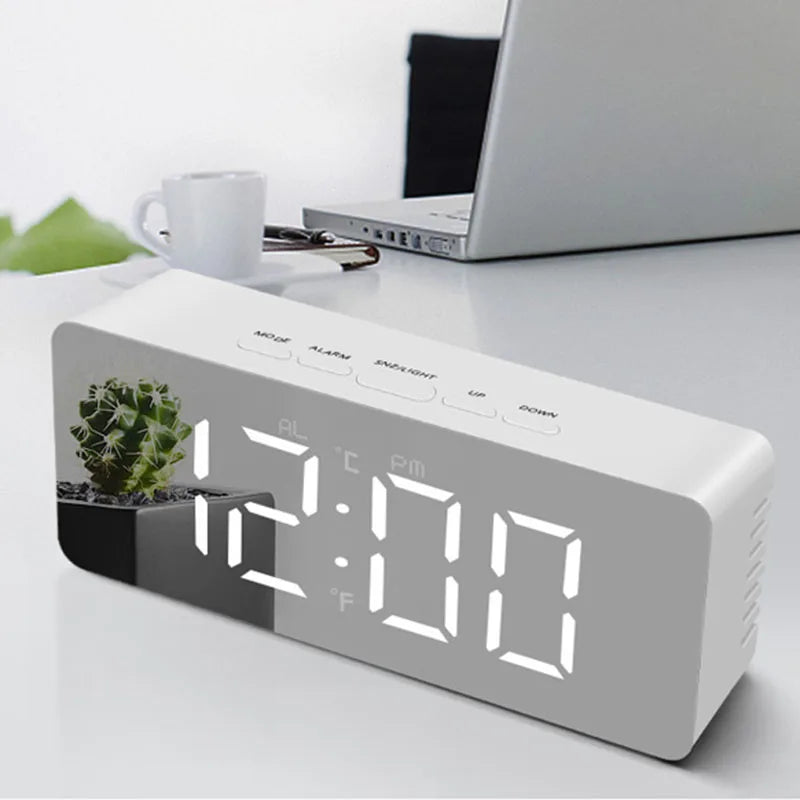 Modern LED Alarm Clock for Bedroom - Built-in temperature display