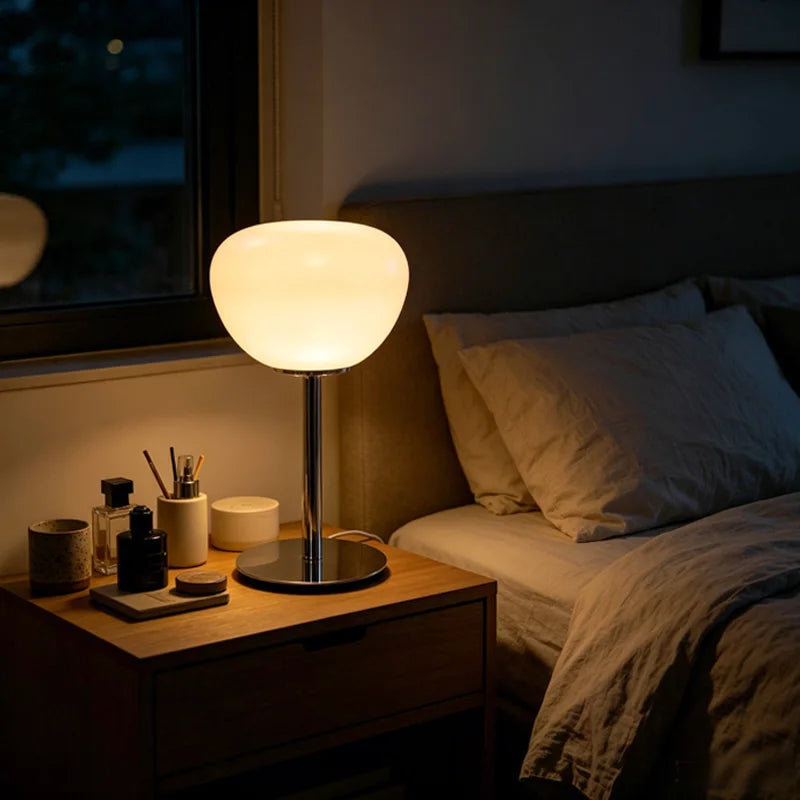 Minimalist Table Lamp for Home Office - Glass shade