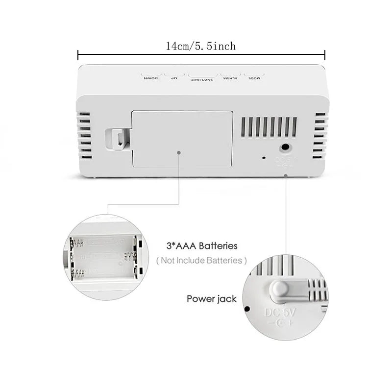 Modern LED Alarm Clock for Bedroom - Built-in temperature display