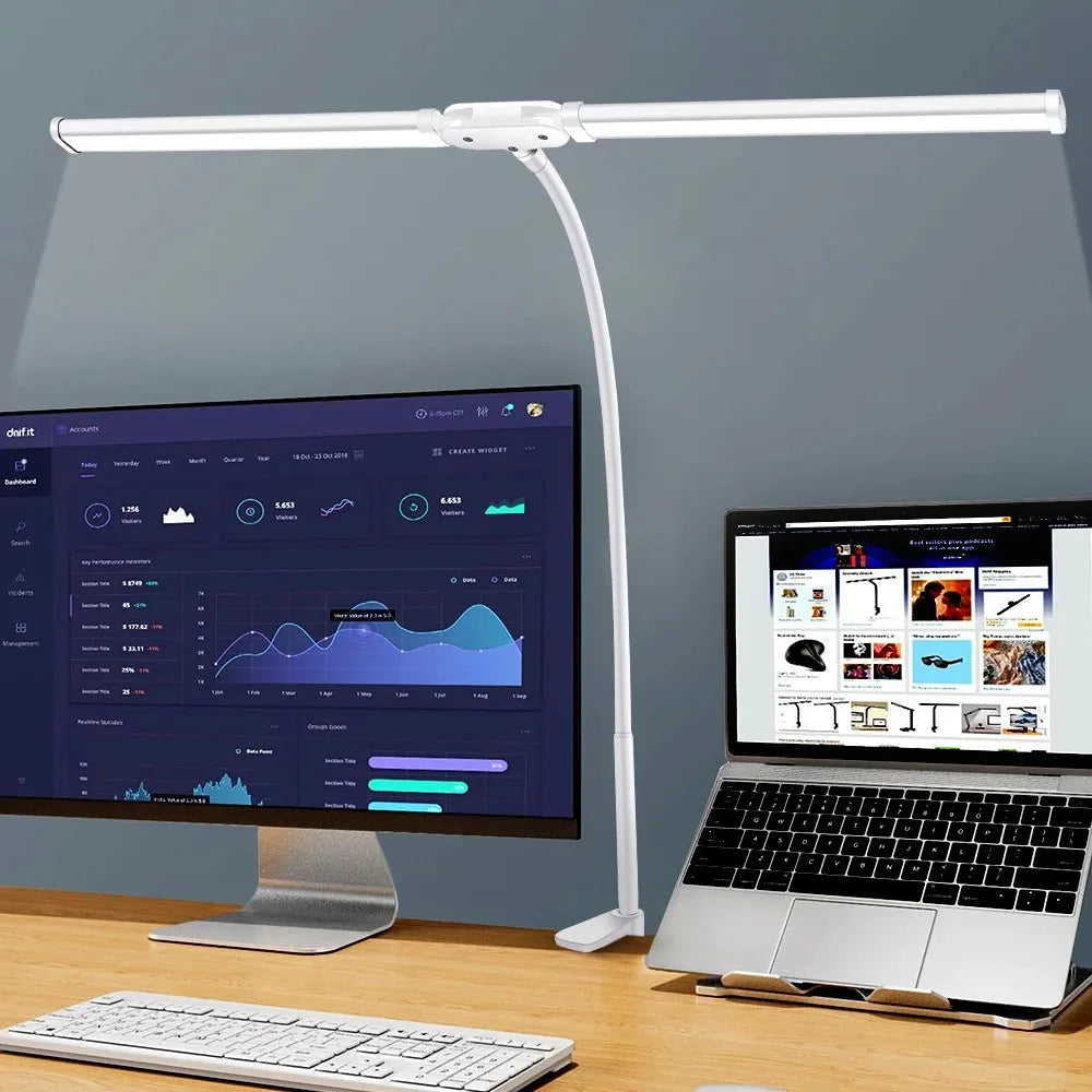 Modern LED Desk Lamp for Home Office - Stepless dimmable & Adjustable positioning