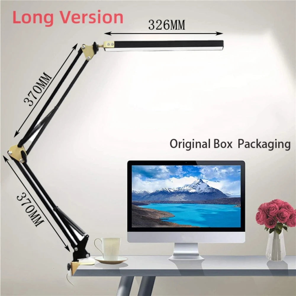 Modern LED Desk Lamp for Home - Stepless dimmable & Clamp mount included