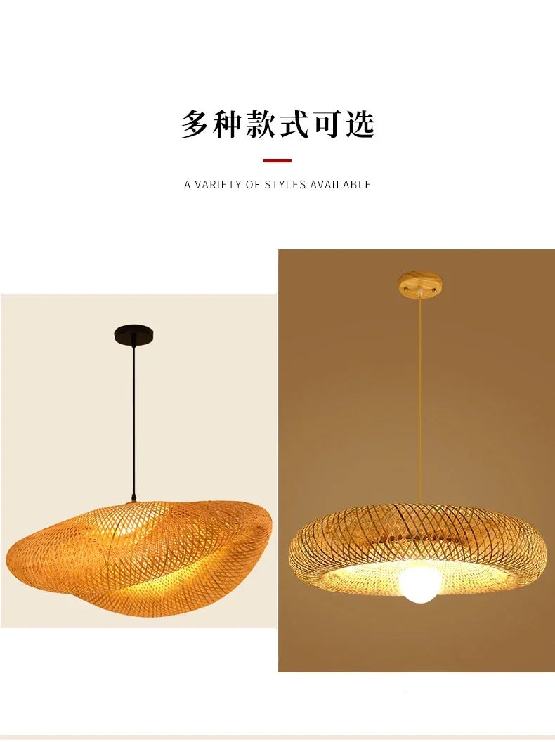 Modern Pendant Chandelier for Bedroom - Handwoven bamboo/rattan