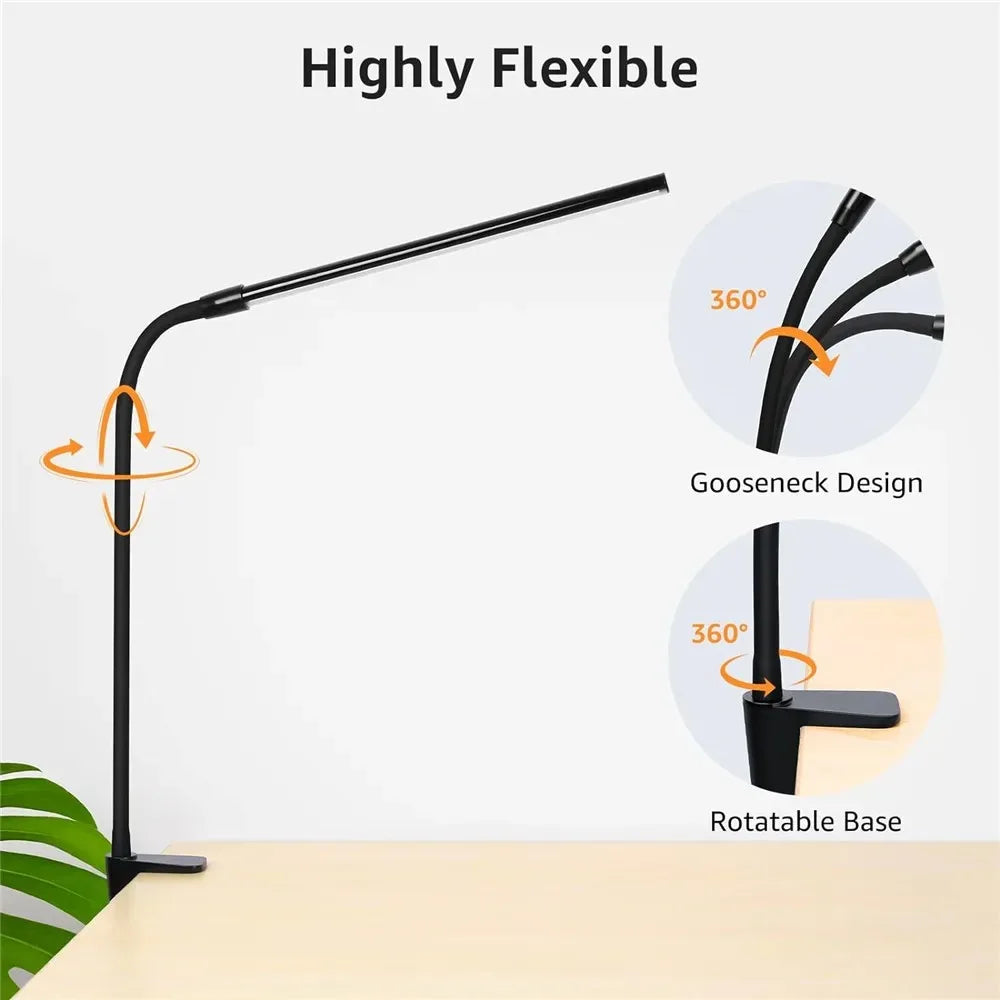 Modern LED Desk Lamp for Home Office - Stepless dimmable & Adjustable positioning