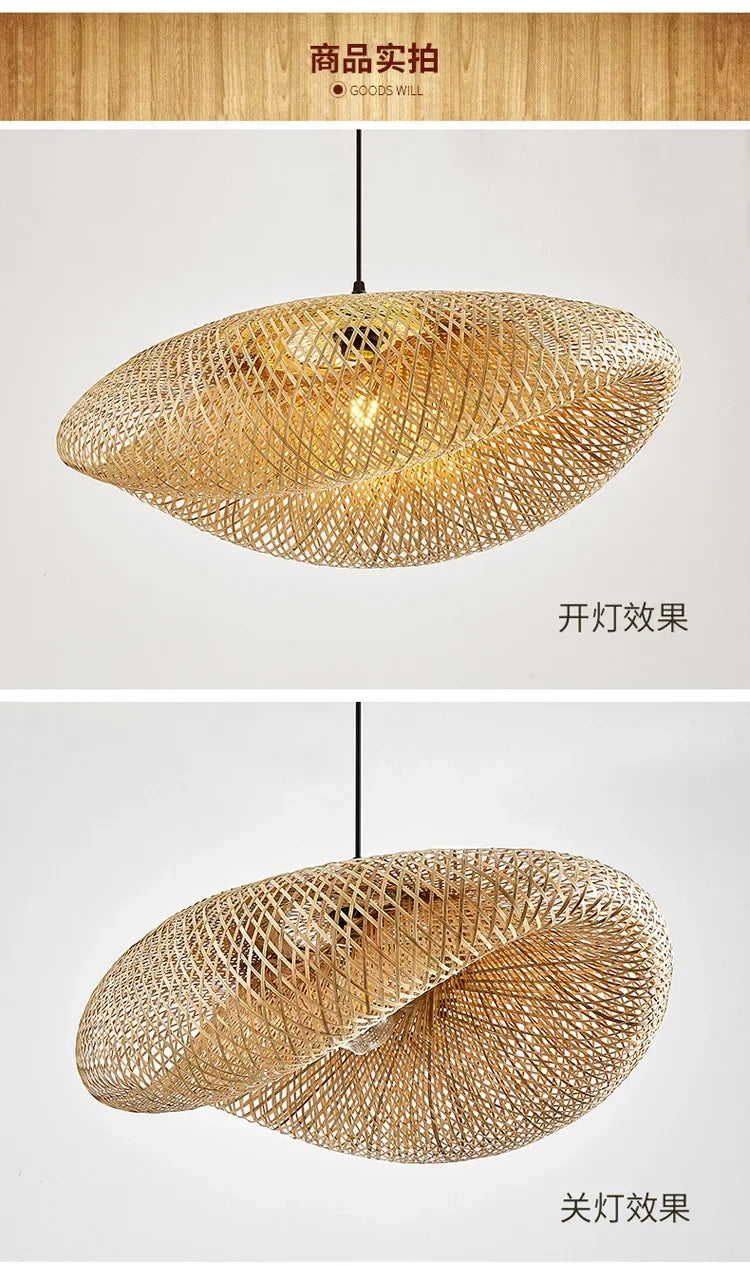 Modern Pendant Chandelier for Bedroom - Handwoven bamboo/rattan