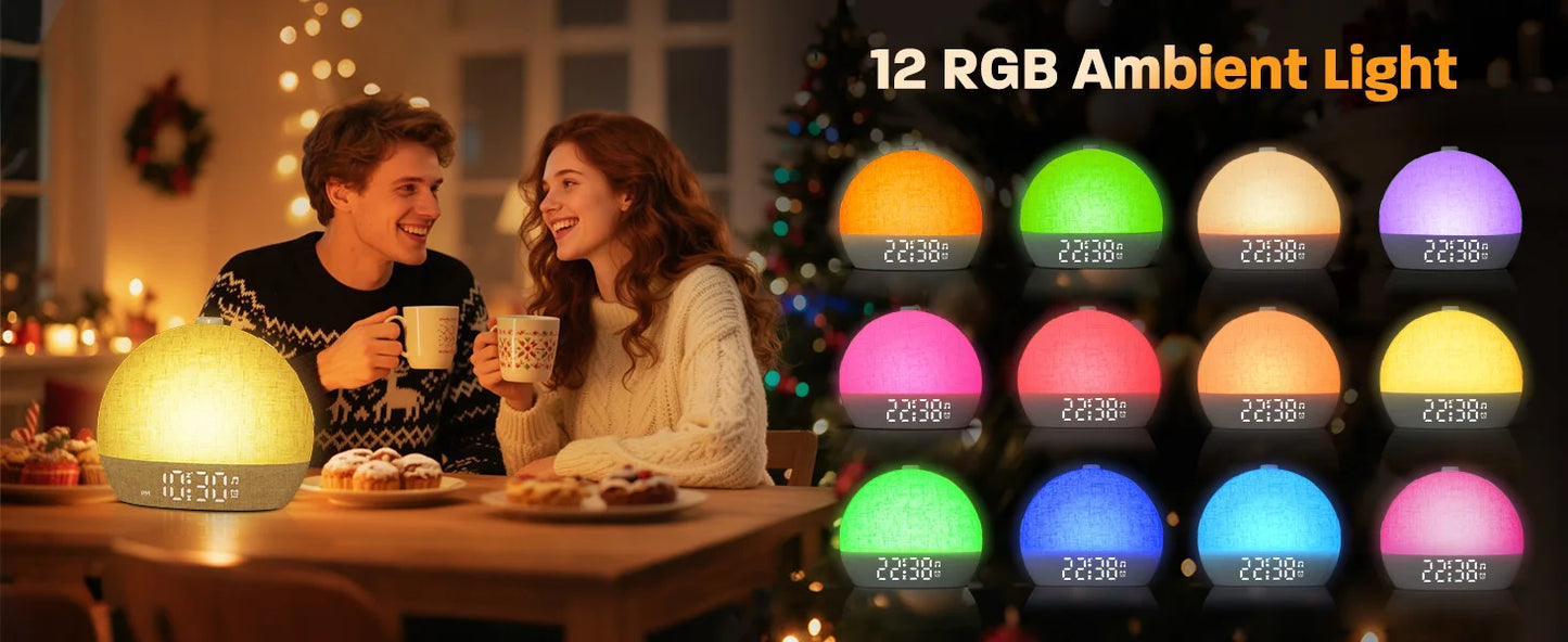 Modern LED Alarm Clock for Home - Stepless dimmable & Multicolor RGB light